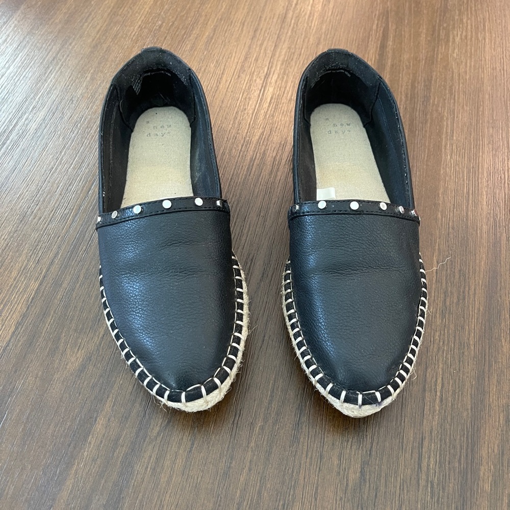 A New Day Black Studded Espadrille Flats